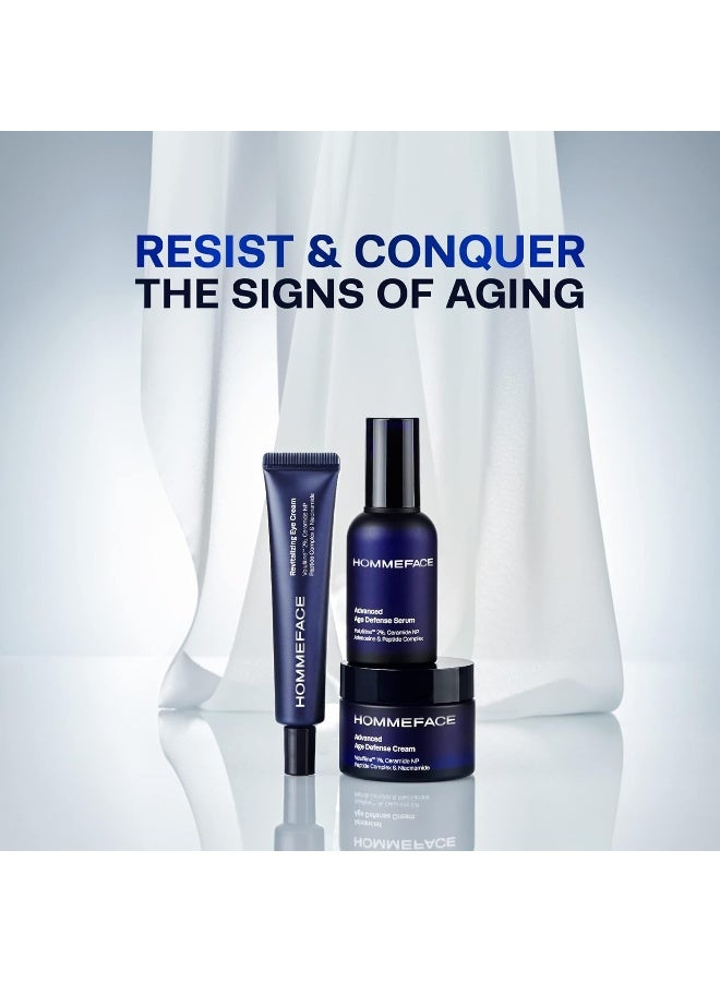 HOMMEFACE Advanced Age Defense 3-Step Anti-Aging Skincare Set For Men - Facial Serum, Eye Cream & Face Cream - Image 3